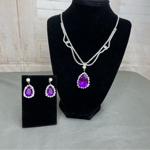 Prom/Special Occasion Necklace and Earrings, Purple